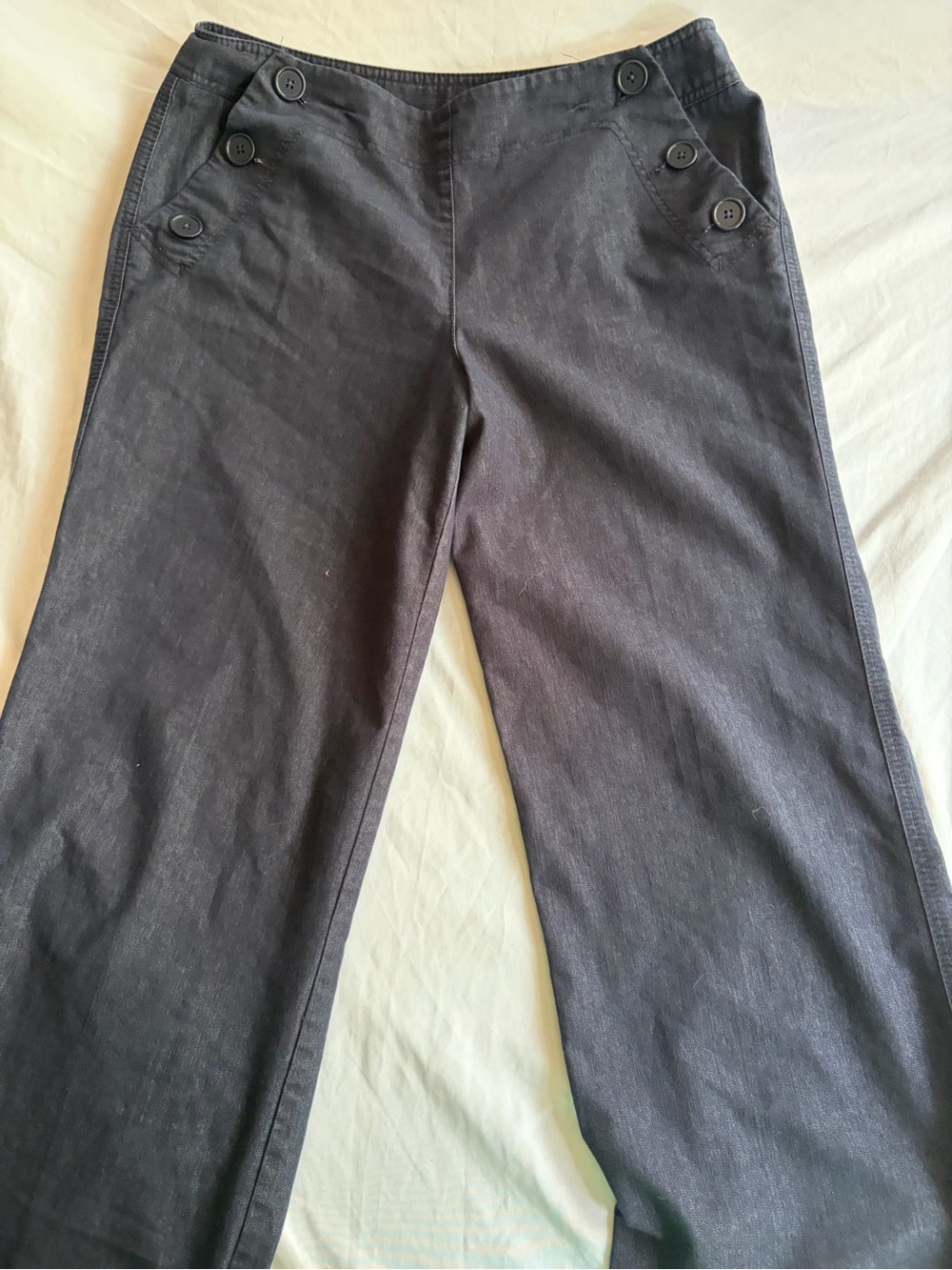 new directions Black Wide-Leg Button Detail Jeans